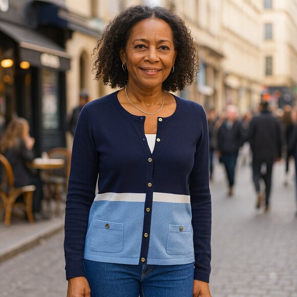 Karen Scott Blue Stripe Sweater PXL - Picture 2 of 4